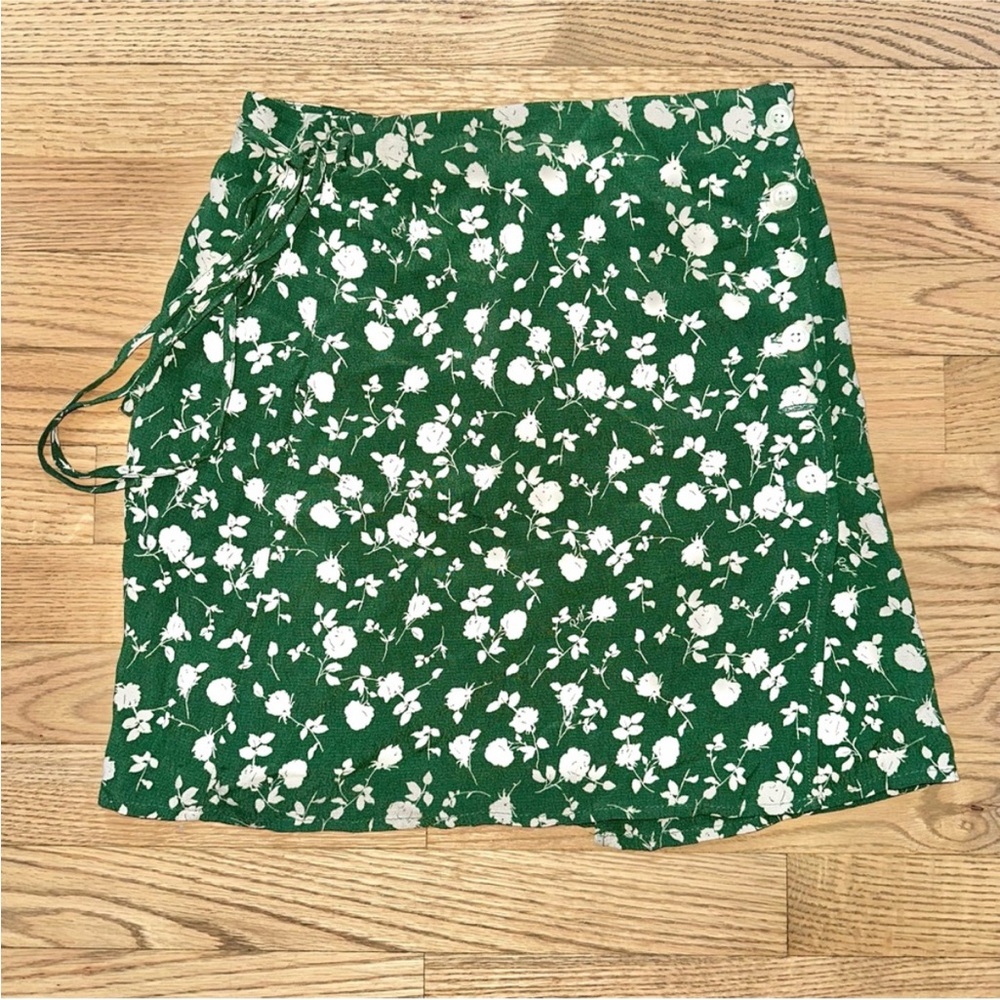 Rouje Green Floral Mini Skirt